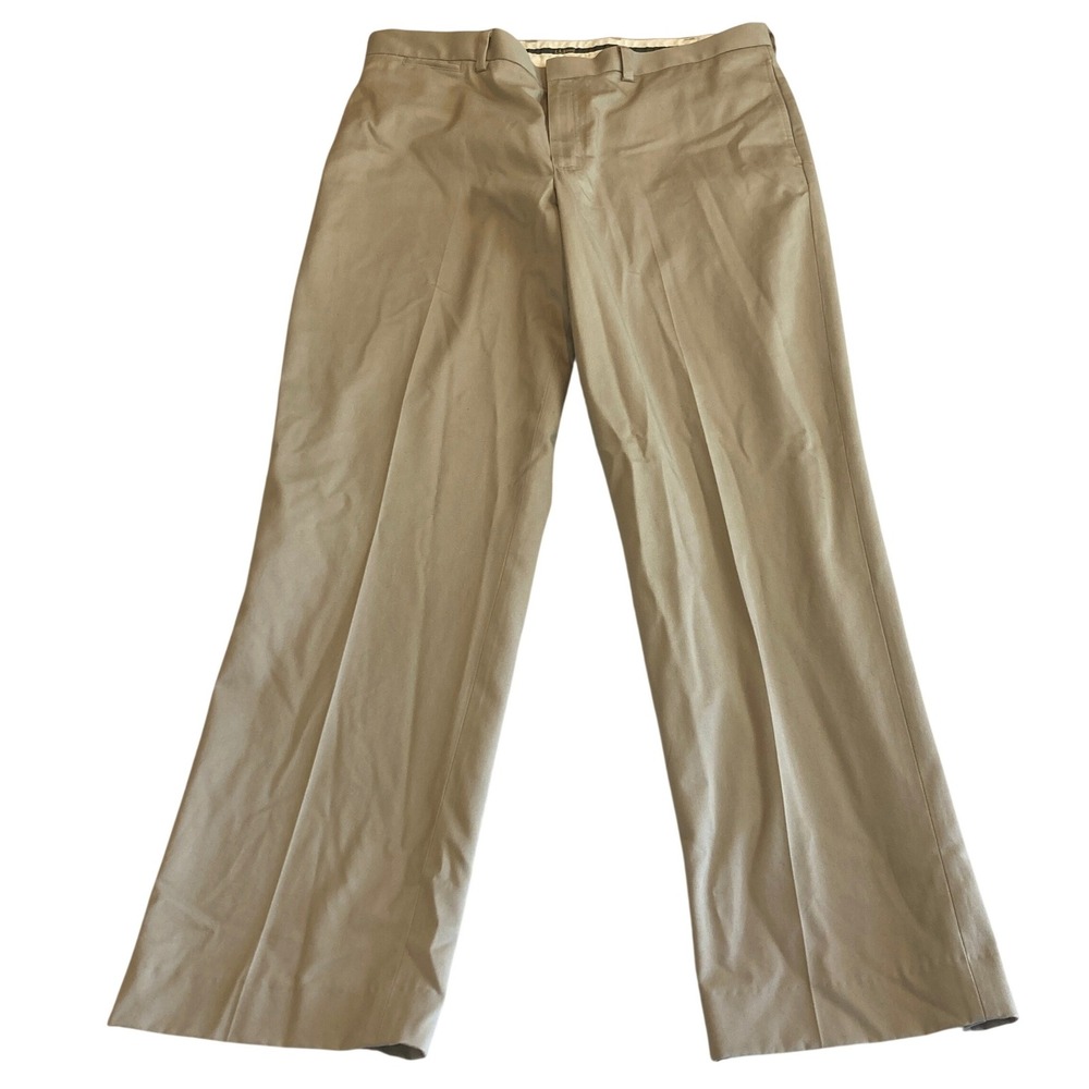 LL‎ Bean Mens 37x31 Classic Fit Chino Pants Khaki Tan 100% Cotton Flat Front
